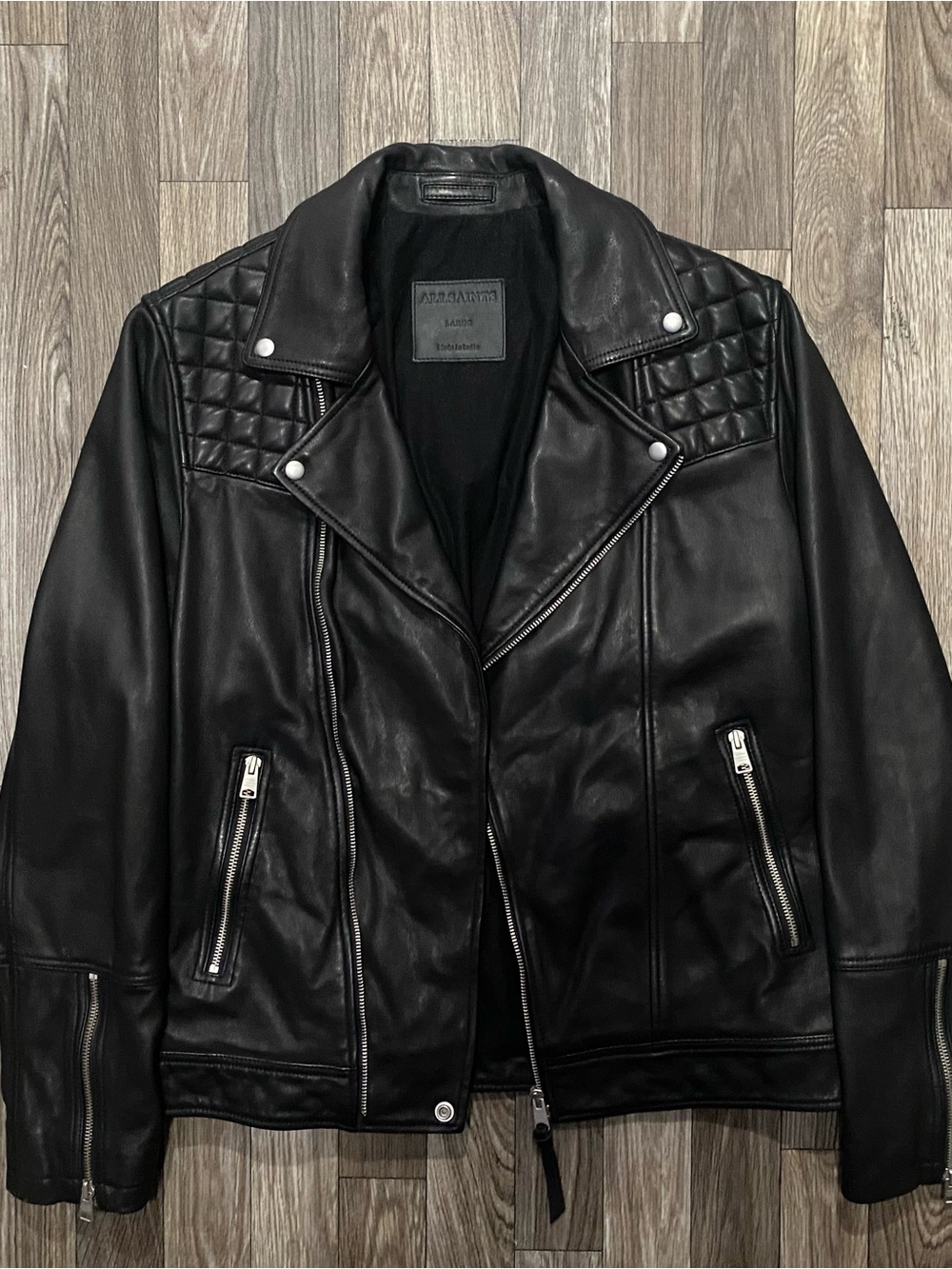 AllSaints Black Biker Leather Jacket